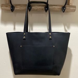Portland Leather Black Oversized Tote Bag